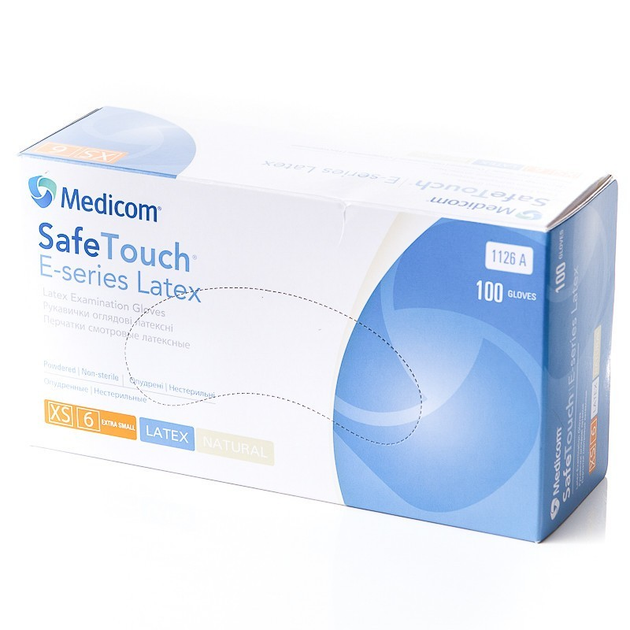 Перчатки латексные медицинские с пудрой, Белые (100 шт/уп) Medicom XS - изображение 1