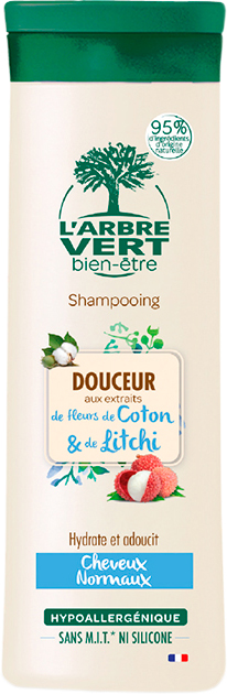 Акція на Шампунь L'Arbre Vert пом'якшувальний з екстрактами лічі та квітів бавовни 250 мл від Rozetka