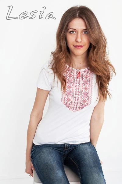 Жіноча вишиванка Lesia Мережка червона розмір S на білому 9121055144 - Фото 1 Жіноча вишиванка Lesia Мережка червона розмір S на білому 9121055144 - изображение 1