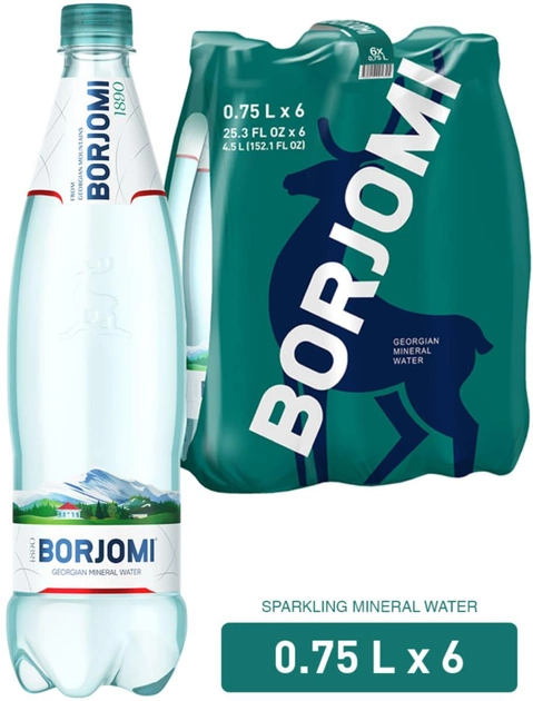 Акція на Упаковка мінеральної лікувально-столової сильногазованої води Borjomi 0.75 л х 6 пляшок від Rozetka