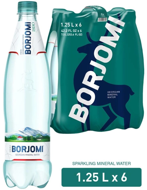 Акция на Упаковка мінеральної лікувально-столової сильногазованої води Borjomi 1.25 л х 6 пляшок от Rozetka