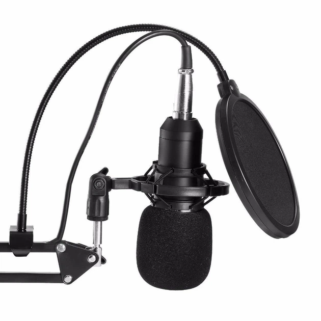 Микрофон студийный Music DJ M800 со стойкой и ветрозащитой+ павук
