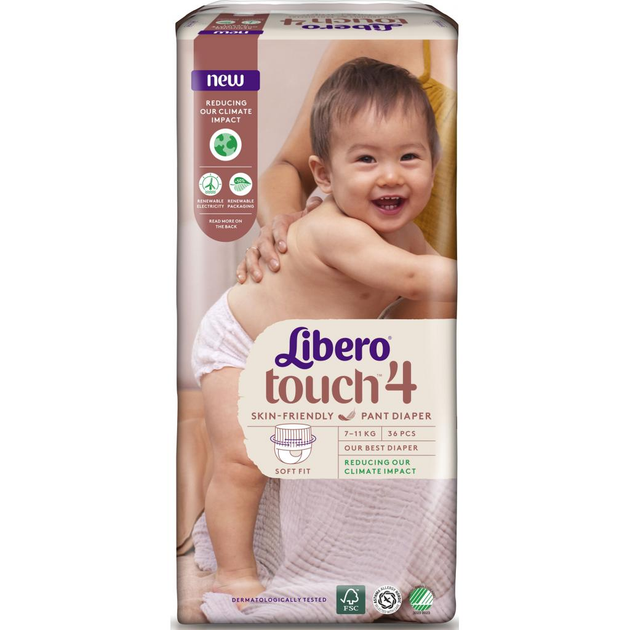 Подгузник Libero Touch 4 7-11 кг 36 шт (7322541091839) - зображення 2