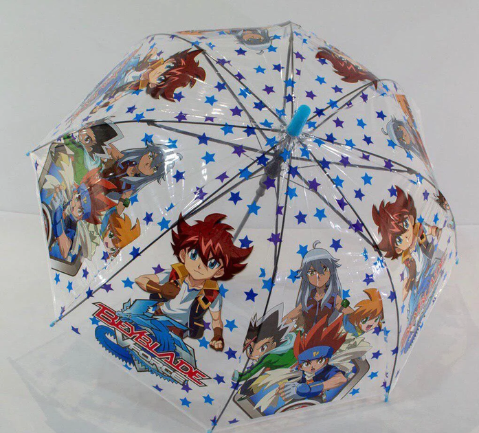 Зонт парасольку Mario тростина дитячий напівавтомат прозорий з принтом BEYBLADE і зірочками - Фото 1 Зонт парасольку Mario тростина дитячий напівавтомат прозорий з принтом BEYBLADE і зірочками - зображення 1