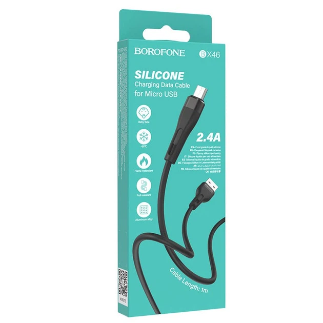 Кабель USB BOROFONE BX46 Rush Micro USB (2.4 A) (1M) Чорний – фото