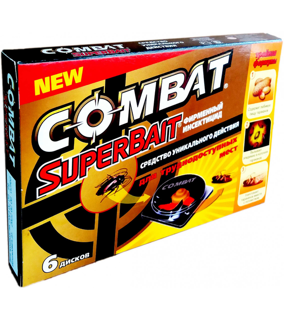Пастки-приманки від тарганів та мурах у контейнерах Комбат/Combat, 6 шт ...