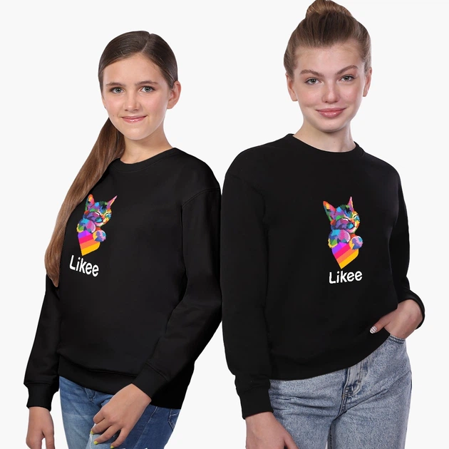 Свитшот для девочек Лайк Кот (Likee Cat) (9509-1040) 146-152 см Черный - изображение 4