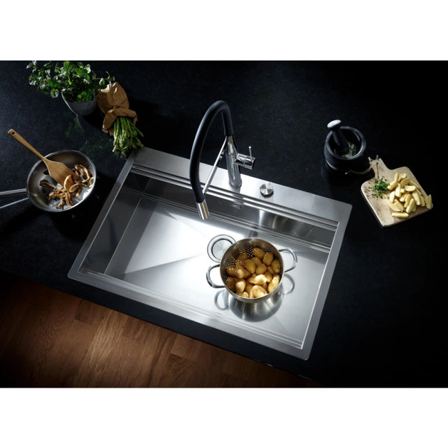 GROHE Мийка для кухні 1024 x 560 мм, 1 чаша, матова, в рівень зі стільницею (31586SD0) - изображение 12