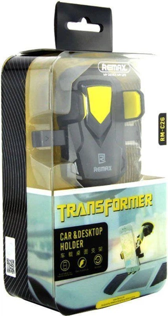 Автодержатель Remax RM-C26 Black Yellow - Фото 4 Автодержатель Remax RM-C26 Black Yellow - изображение 4