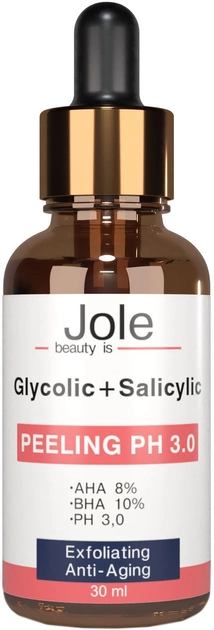 Пилинг для лица Jole Glycolic + Salicylic Peeling pH 3.0 с Гликолевой и Салициловой кислотами 30 мл (4820243881060) 
