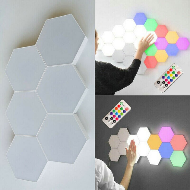 Шестигранный модульный сенсорный светильник Набор 6 шт Разноцветные ...