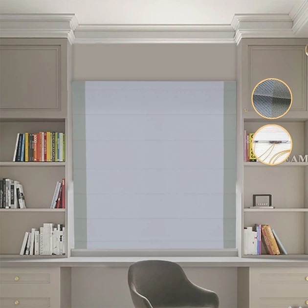 Римские шторы DECOLIV Блэкаут Перфект светло-серый с оливковыми кантами ...