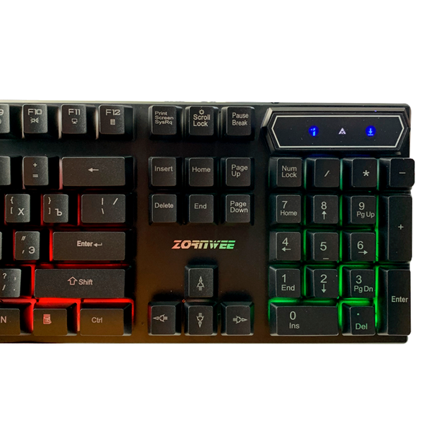 Дротова ігрова USB клавіатура ZORNWEE ZE-510 c RGB підсвічуванням Black (ZE-510) - зображення 3