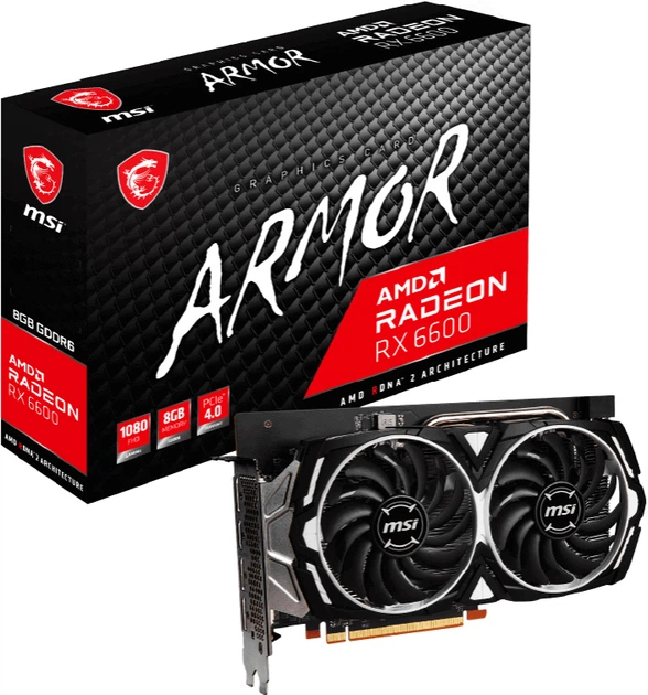 Відеокарта MSI PCI-Ex Radeon RX 6600 ARMOR 8GB GDDR6 (128bit