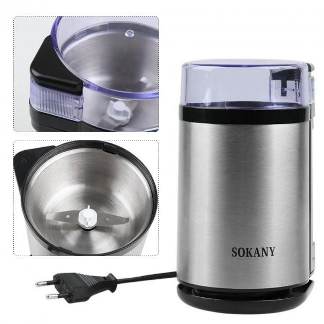 Кофемолка электрическая для дома 75мл 180Вт Sokany 3001S Металик – фото ...