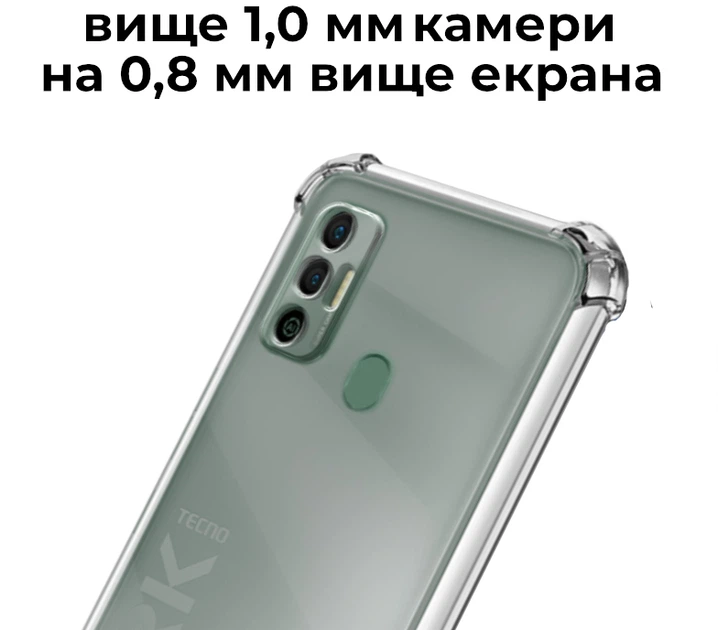 Прозрачный чехол UltraAir MultiCam для Tecno Spark 7 (усиленный углами) (23563) - изображение 4