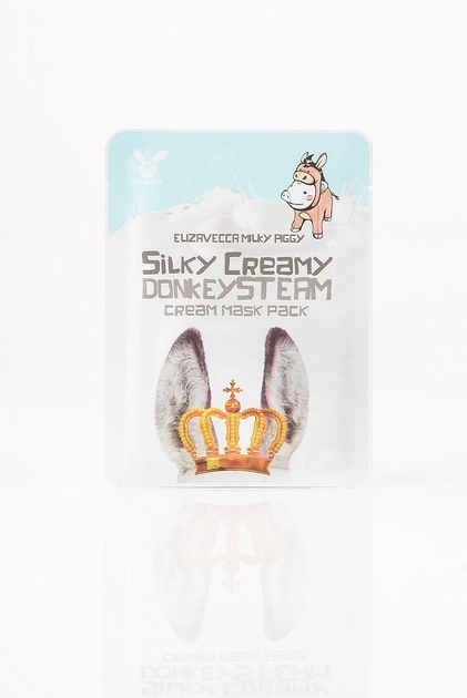 Питательная тканевая маска с паровым кремом на основе ослиного молока ELIZAVECCA Donkey Piggy Silky Creamy Donkey Steam Cream Mask Pack 23 мл (8 809 520 942 157) 