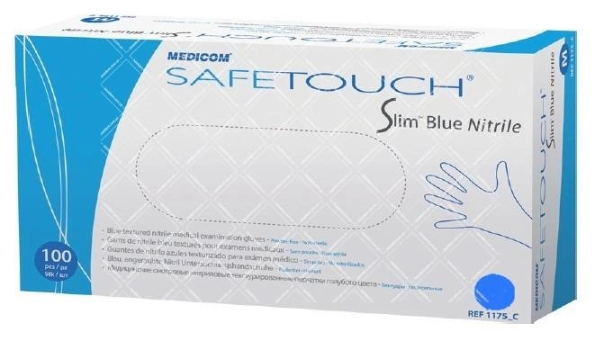Перчатки Нитриловые Неопудренные MEDICOM Синие L (100 шт) - изображение 1