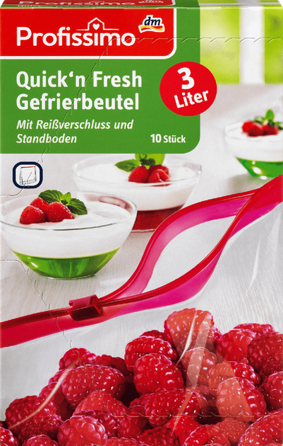 Пакети - zip для заморозки продуктів Profissimo Quick'n Fresh 3 L, 10 шт. - Фото 3 Пакети - zip для заморозки продуктів Profissimo Quick'n Fresh 3 L, 10 шт. - зображення 3