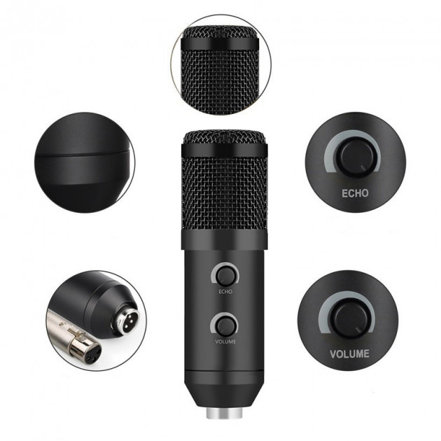 Микрофон студийный конденсаторный Music MHZ M-800U AUX USB Black (00634 ...