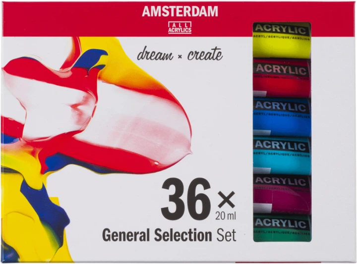 Набор акриловых красок Royal Talens Amsterdam General Selection 36 цветов по 20 мл (8712079456825) - Фото 2 Набор акриловых красок Royal Talens Amsterdam General Selection 36 цветов по 20 мл (8712079456825) - изображение 2