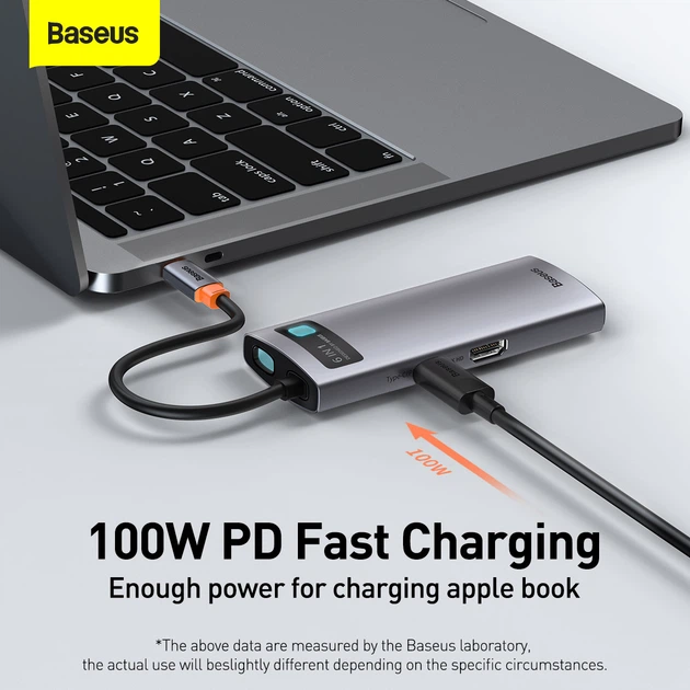 USB-хаб Baseus Metal Gleam Series 6-in-1 Type-C Gray (CAHUB-CW0G) - зображення 14