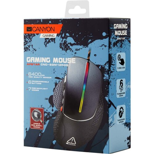 Игровая мышь CANYON Apstar USB черная (CND-SGM12RGB) – фото, отзывы ...