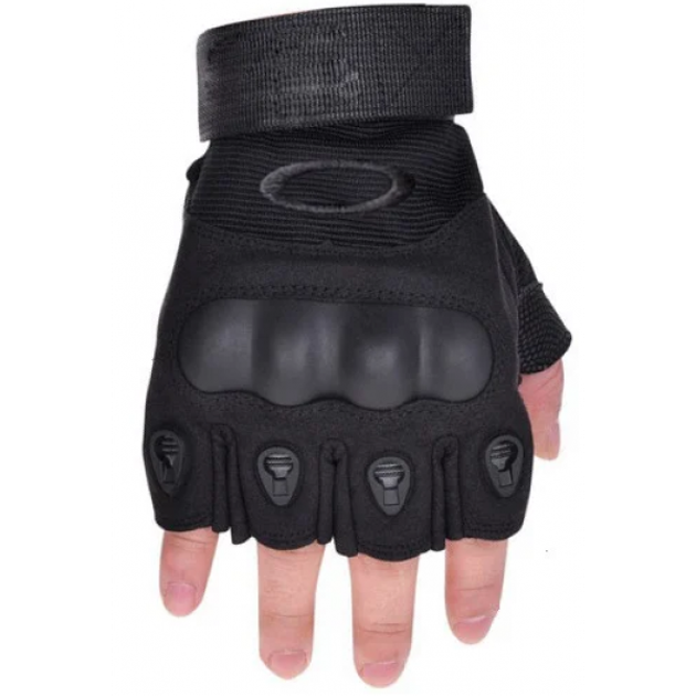 Мужские перчатки тактические Oakley беспалые черные размер М окружность ладони 19-21 см (EL-711-V ) - изображение 1