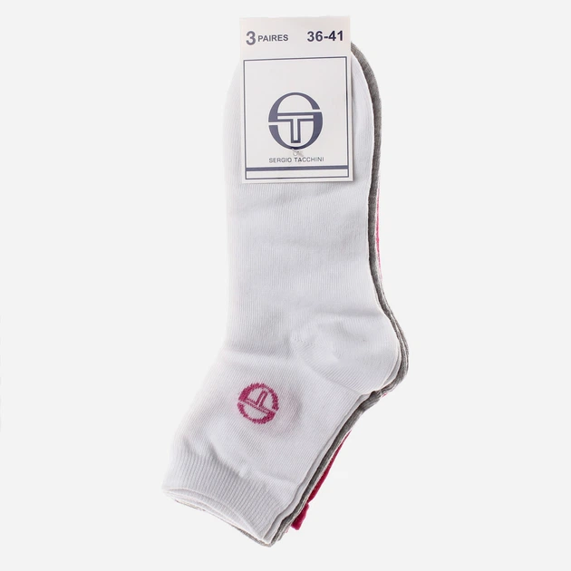 Набор носков Sergio Tacchini 13896812-2 36-41 3 пары Белый/Розовый/Серый (3349607015190) - Фото 2 Набор носков Sergio Tacchini 13896812-2 36-41 3 пары Белый/Розовый/Серый (3349607015190) - изображение 2