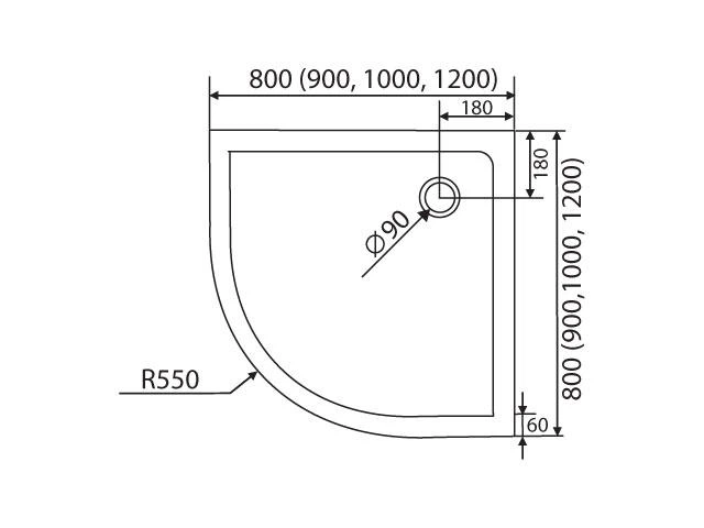 Поддон для душевой кабины угловой 100 х 100 см акриловый Aqua-World ...