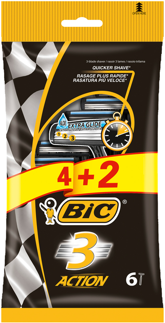 Набір бритв без змінних картриджів Bic Action 3 4 + 2 шт. (3086123399327) - зображення 1