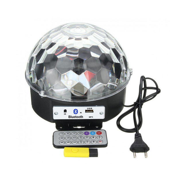 Блютуз диско шар светодиодный музыкальный MP3 с флешкой и ПДУ, LED KTV .