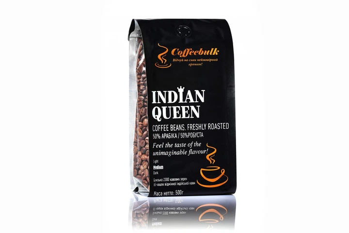 Кофе зерновой CoffeeBulk Indian Queen 18scr 500г - Фото 1 Кофе зерновой CoffeeBulk Indian Queen 18scr 500г - изображение 1