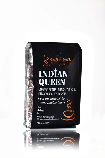 Кофе зерновой CoffeeBulk Indian Queen 18scr 1000г - Фото 1 Кофе зерновой CoffeeBulk Indian Queen 18scr 1000г - изображение 1