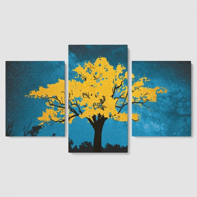 Модульна картина з трьох частин Настільний Store Gold Tree 141x90 см (MK322025) - зображення 3