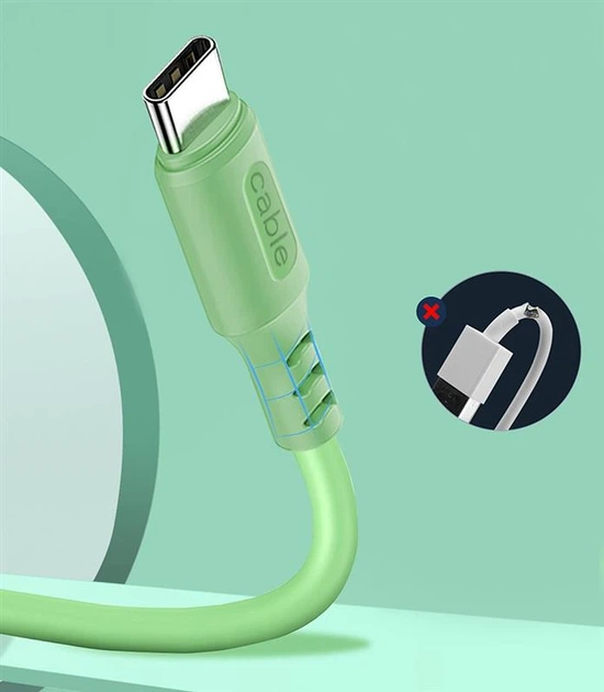 Кабель ColorWay USB - USB Type-C (M/M), soft silicone, 2.4 А, 1 м, Green (CW-CBUC042-GR) - Фото 3 Кабель ColorWay USB - USB Type-C (M/M), soft silicone, 2.4 А, 1 м, Green (CW-CBUC042-GR) - изображение 3