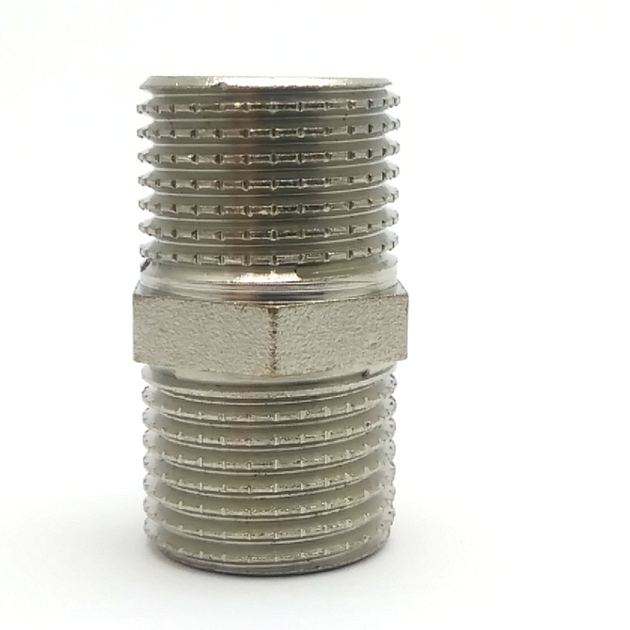 Ниппель латунный никелированный удлиненный SD Forte 1/2"н*1/2"н с ...