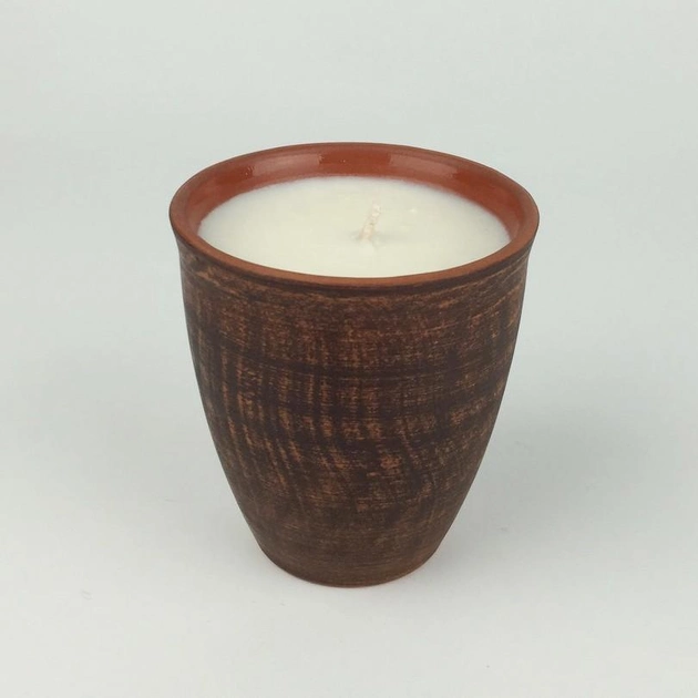 Свеча ароматическая из натурального соевого воска Апельсин Ваниль Манго глина коричневый 200г - изображение 1