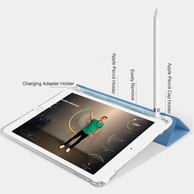 Силиконовый чехол обложка Transparent + Pencil Holder BBM1 для iPad 10.2" 2019/2020/2021 Морской Синий - изображение 5
