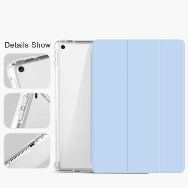 Силиконовый чехол обложка Transparent + Pencil Holder BBM1 для iPad 10.2" 2019/2020/2021 Голубой - изображение 8