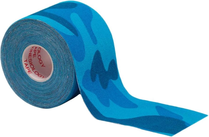 Кинезио тейп IVN Kinesio tape в рулоне 5 см х 5 м эластичный пластырь камуфлированный Синий (IV-6653KAM-1) - изображение 1