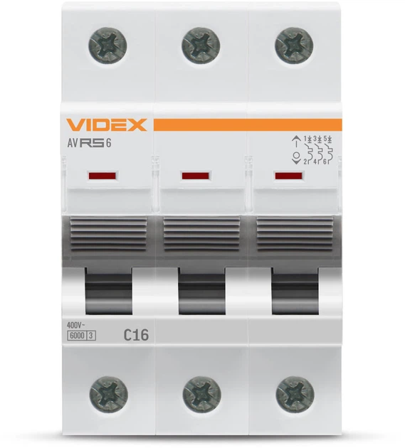Автоматический выключатель VIDEX RS6 Resist 3п 16А 6кА тип С (VF-RS6-AV3C16) - Фото 2 Автоматический выключатель VIDEX RS6 Resist 3п 16А 6кА тип С (VF-RS6-AV3C16) - изображение 2