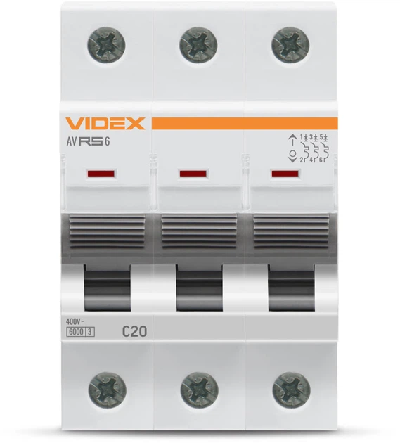 Автоматический выключатель VIDEX RS6 Resist 3п 20А 6кА тип С (VF-RS6-AV3C20) - Фото 2 Автоматический выключатель VIDEX RS6 Resist 3п 20А 6кА тип С (VF-RS6-AV3C20) - изображение 2