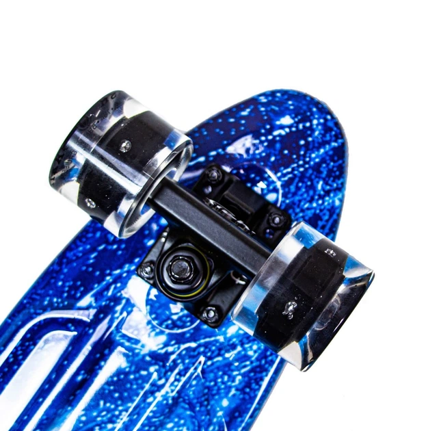 Скейт Penny Board "Fish" Космос Синий на LED колесах - изображение 3