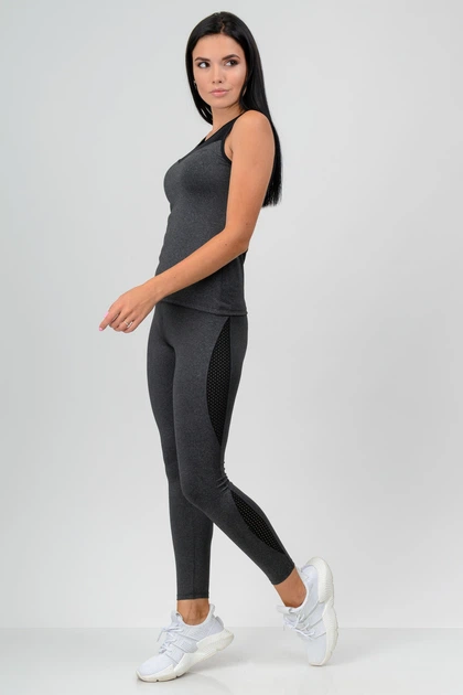 Костюм для фитнеса (майка и лосины) серый Go Fitness 70050-10 размер M-L - Фото 2 Костюм для фитнеса (майка и лосины) серый Go Fitness 70050-10 размер M-L - изображение 2