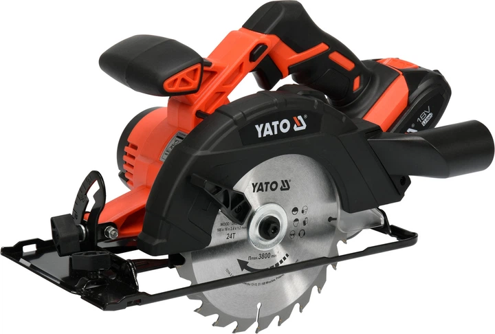 Пила дисковая аккумуляторная Yato YT-82810 Li-Ion 18 В 2 Ач 165 мм - Фото 1 Пила дисковая аккумуляторная Yato YT-82810 Li-Ion 18 В 2 Ач 165 мм - изображение 1