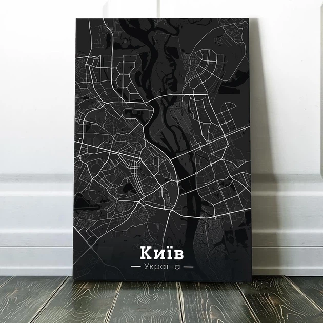 Картина на холсте карта города - Киева 60x90см - Фото 1 Картина на холсте карта города - Киева 60x90см - изображение 1