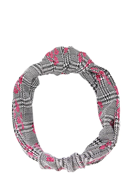 Тюрбан с узлом от MyScarf теплый one size серый с розовым рисунком - изображение 2