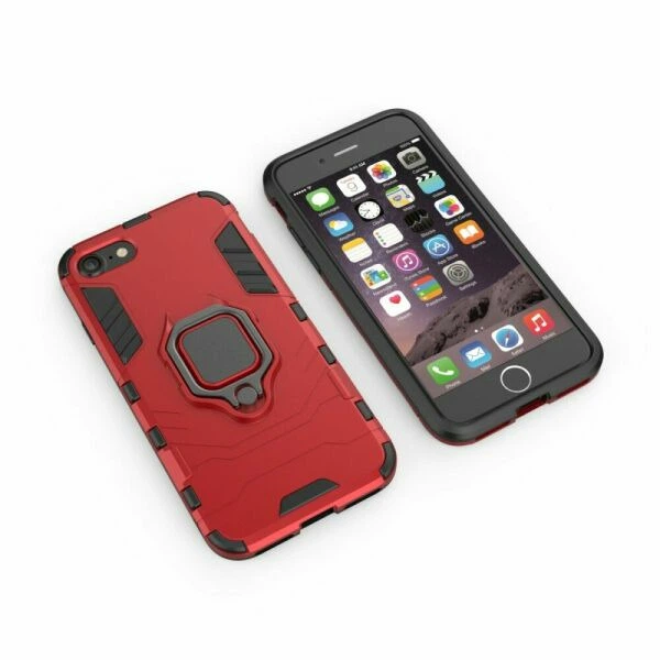 Чехол с подставкой Deexe Hybrid Case для iPhone SE 2 / 3 (2020 / 2022) / iPhone 8 / iPhone 7 - Red - изображение 2