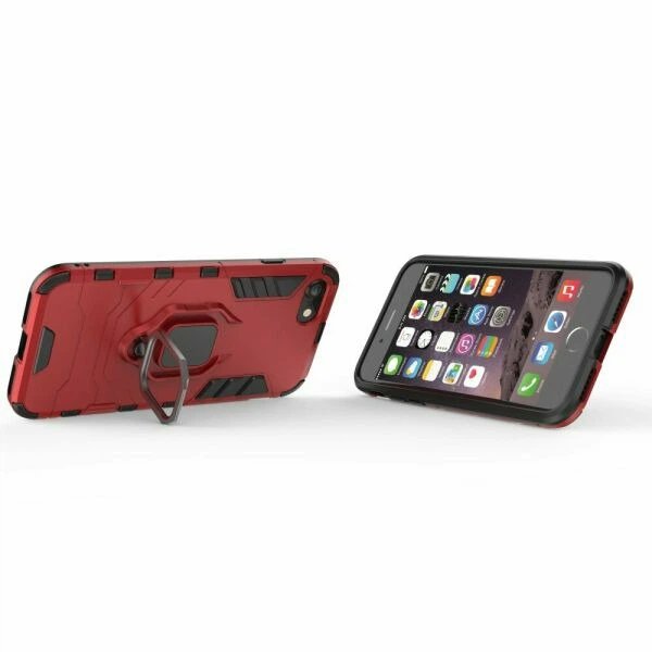Чехол с подставкой Deexe Hybrid Case для iPhone SE 2 / 3 (2020 / 2022) / iPhone 8 / iPhone 7 - Red - изображение 3